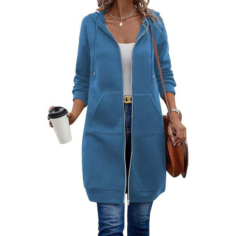 🧥 Lässig, bequem & vielseitig – Damen Kapuzenjacke in längerer Passform