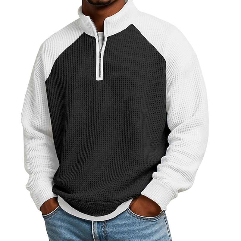 ✨Herren-Waffelstrick-Quarter-Zip-T-Shirt