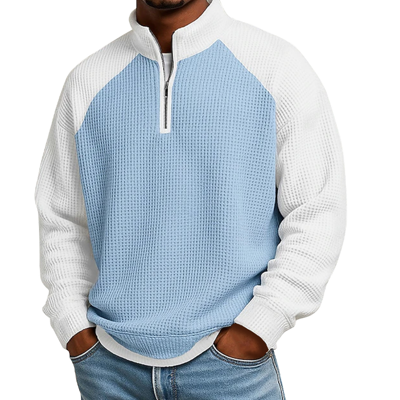 ✨Herren-Waffelstrick-Quarter-Zip-T-Shirt