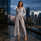 📢🎉🛍️✨ 2-teiliges Damen-Set: geripptes Longline-Top & schmale Hose