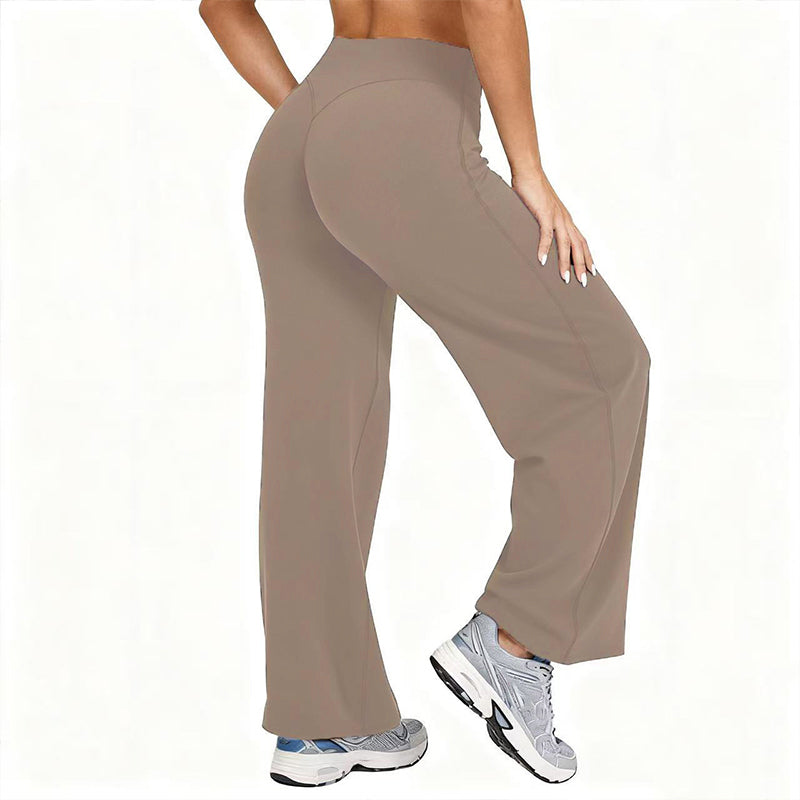 Damen-Yogahose mit hohem Bund und weitem Bein