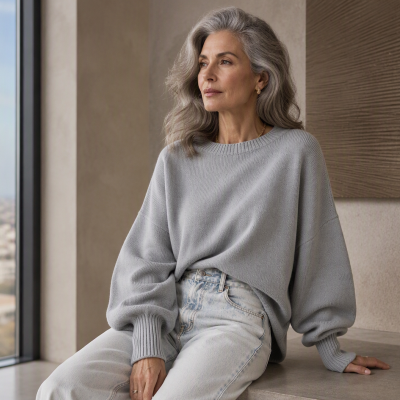 🧶 Schluss mit Pullovern, die einengen – Damen Rundhalspullover in entspannter Passform