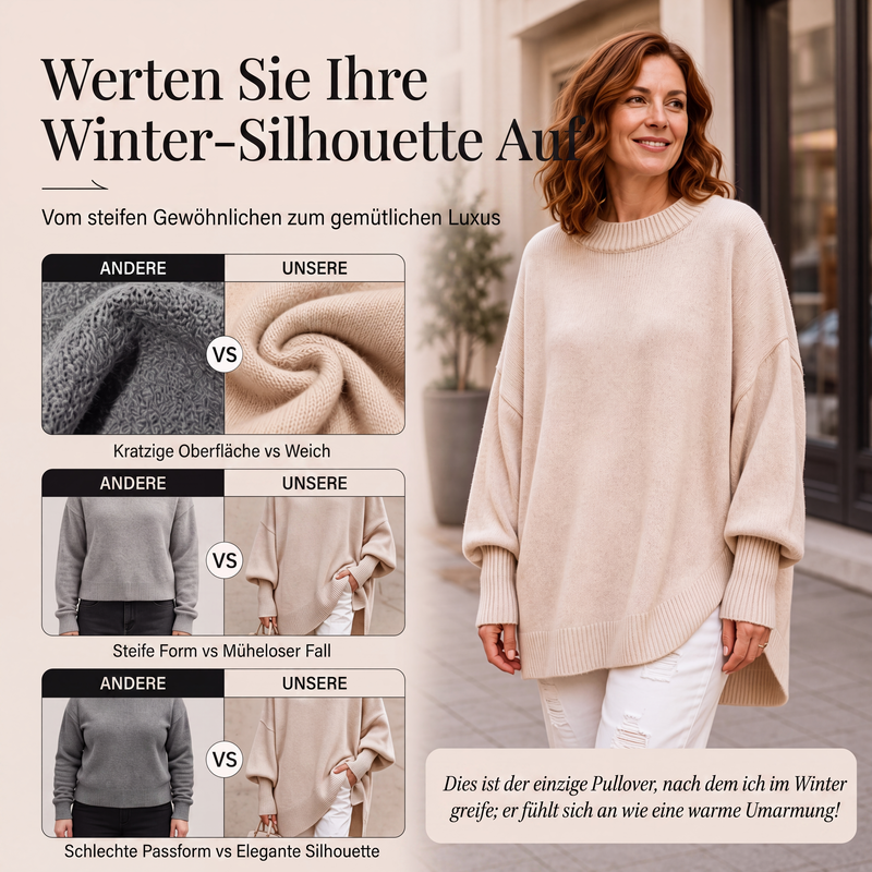 🧶 Schluss mit Pullovern, die einengen – Damen Rundhalspullover in entspannter Passform