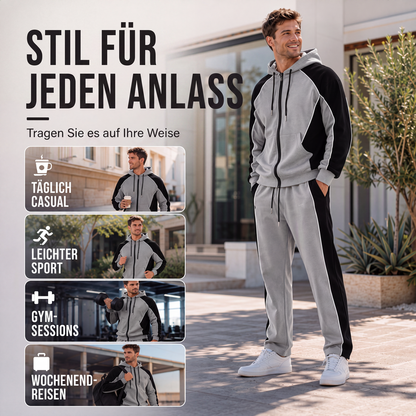 👕 50 % RABATT | Sportlicher Farbblock-Look & kompletter Freizeit-Style – Herren 2-teiliges Kapuzen-Set