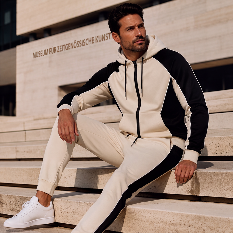 👕 50 % RABATT | Sportlicher Farbblock-Look & kompletter Freizeit-Style – Herren 2-teiliges Kapuzen-Set