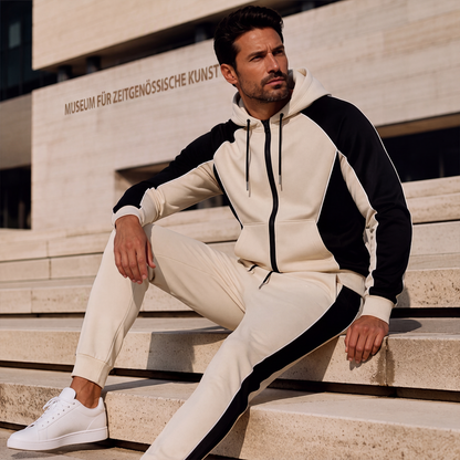 👕 50 % RABATT | Sportlicher Farbblock-Look & kompletter Freizeit-Style – Herren 2-teiliges Kapuzen-Set