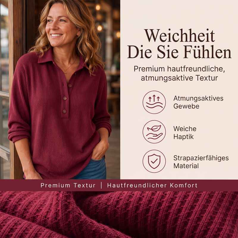 👚⭐ Top-bewertet – Waffel-Henley – zeitlos und bequem