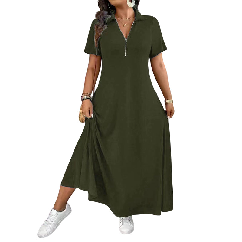 👗 Fließender Komfort & mühelose Eleganz – Reißverschluss-Maxikleid