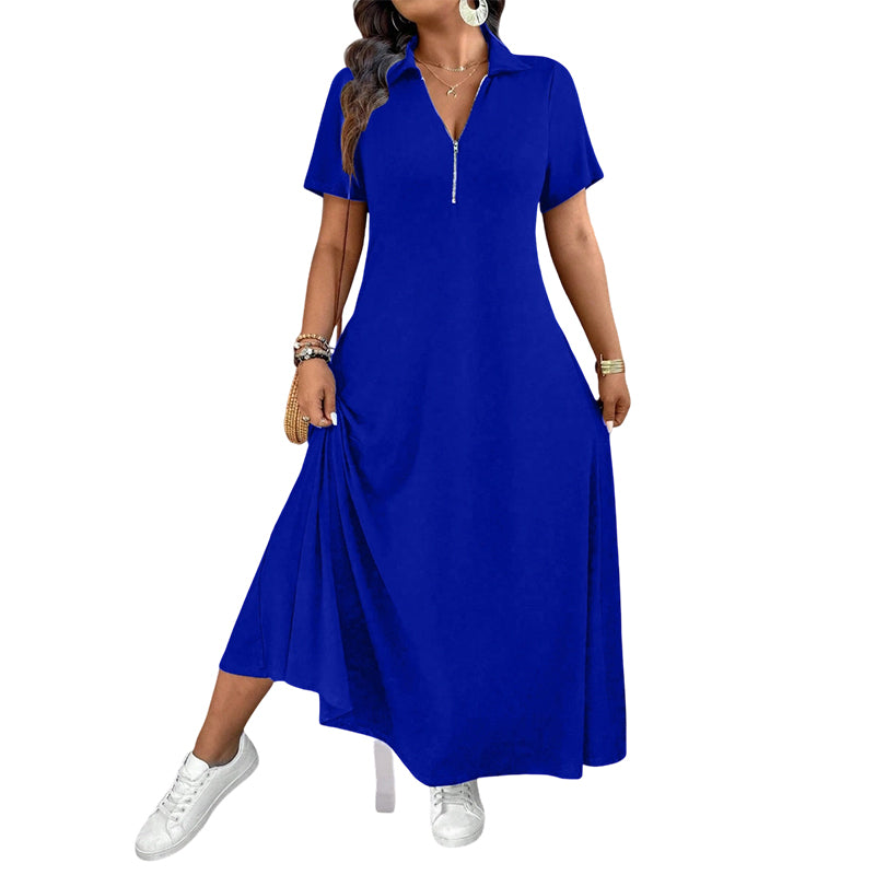👗 Fließender Komfort & mühelose Eleganz – Reißverschluss-Maxikleid