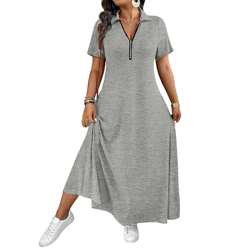 👗 Fließender Komfort & mühelose Eleganz – Reißverschluss-Maxikleid