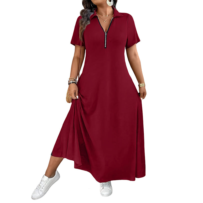 👗 Fließender Komfort & mühelose Eleganz – Reißverschluss-Maxikleid