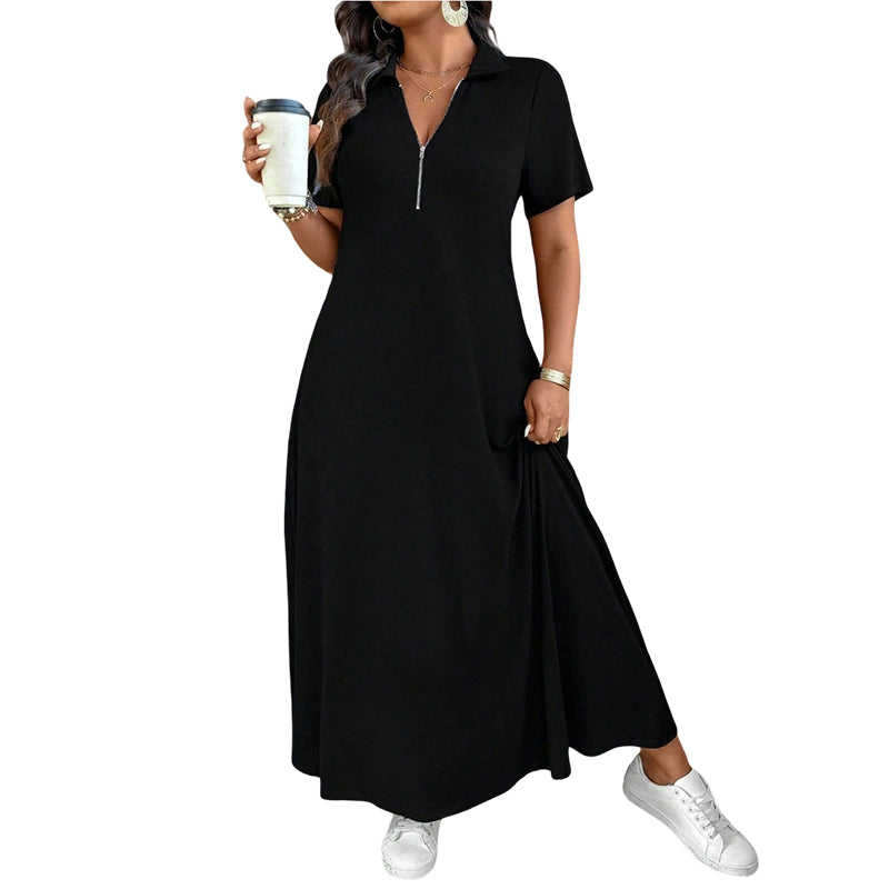 👗 Fließender Komfort & mühelose Eleganz – Reißverschluss-Maxikleid