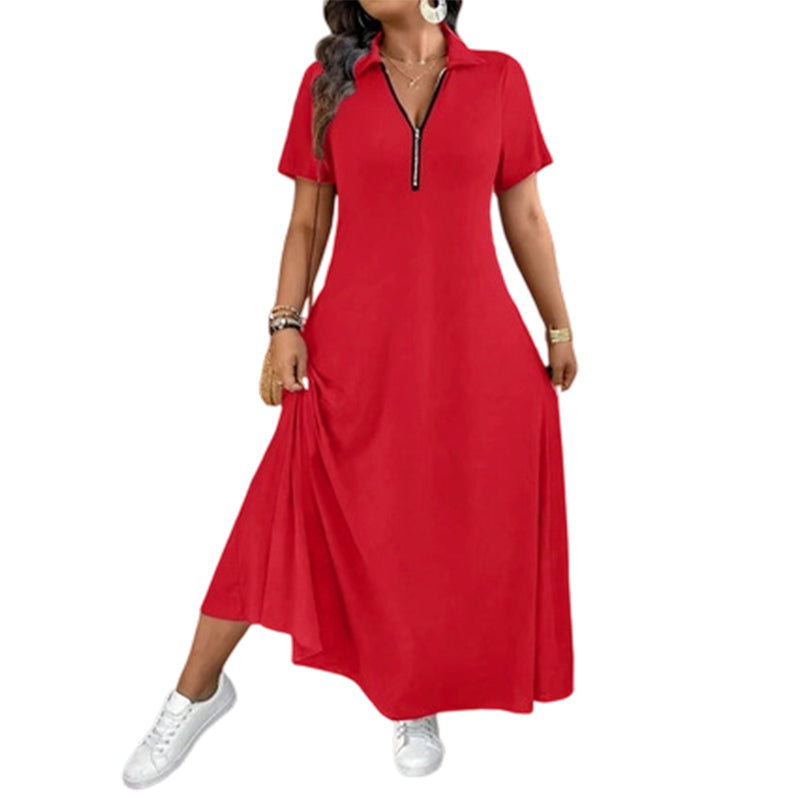 👗 Fließender Komfort & mühelose Eleganz – Reißverschluss-Maxikleid