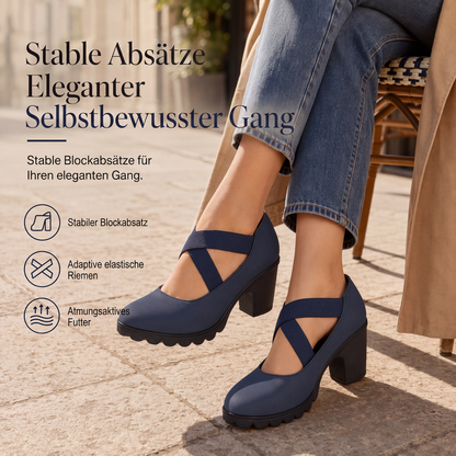 🎉✨Mary-Jane-Schuhe für Damen mit runder Spitze, überkreuzten Riemen, Blockabsatz, Plateau und Cut-Out-Ausschnitten, hochhackig