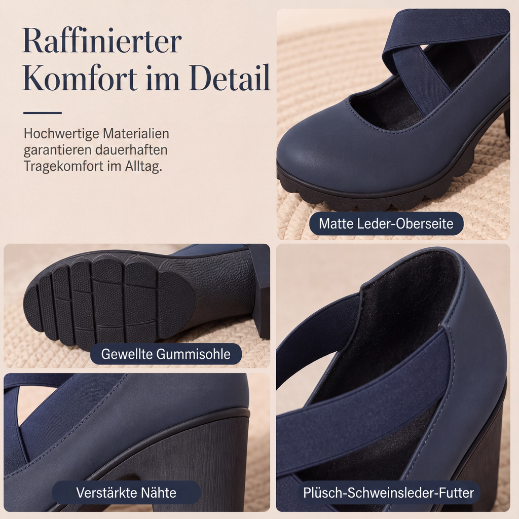🎉✨Mary-Jane-Schuhe für Damen mit runder Spitze, überkreuzten Riemen, Blockabsatz, Plateau und Cut-Out-Ausschnitten, hochhackig