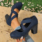 🎉✨Mary-Jane-Schuhe für Damen mit runder Spitze, überkreuzten Riemen, Blockabsatz, Plateau und Cut-Out-Ausschnitten, hochhackig
