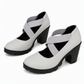 🎉✨Mary-Jane-Schuhe für Damen mit runder Spitze, überkreuzten Riemen, Blockabsatz, Plateau und Cut-Out-Ausschnitten, hochhackig
