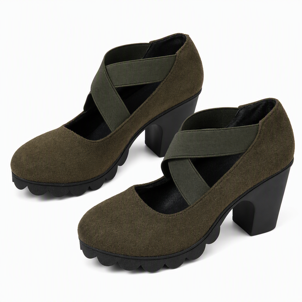 🎉✨Mary-Jane-Schuhe für Damen mit runder Spitze, überkreuzten Riemen, Blockabsatz, Plateau und Cut-Out-Ausschnitten, hochhackig
