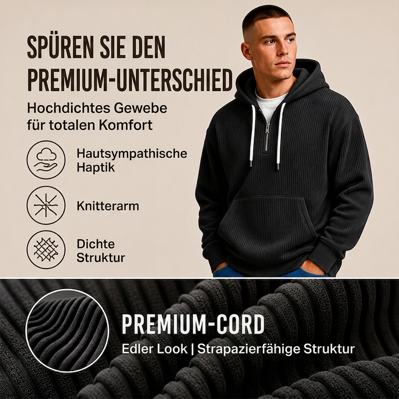 📢🎉🛍️✨Herren-Casual-Cord-Hoodie mit Halb-Reißverschluss