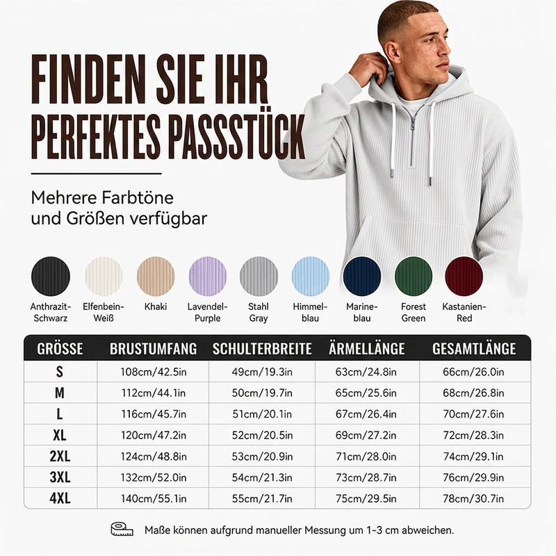 📢🎉🛍️✨Herren-Casual-Cord-Hoodie mit Halb-Reißverschluss