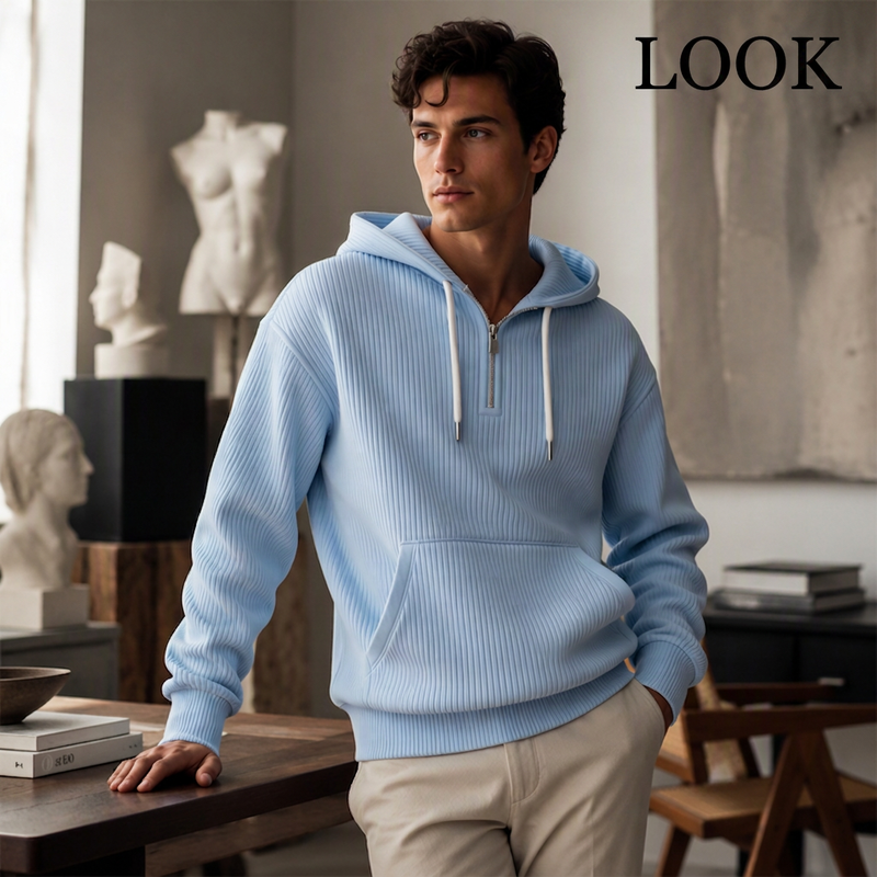 📢🎉🛍️✨Herren-Casual-Cord-Hoodie mit Halb-Reißverschluss