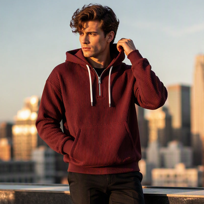 📢🎉🛍️✨Herren-Casual-Cord-Hoodie mit Halb-Reißverschluss