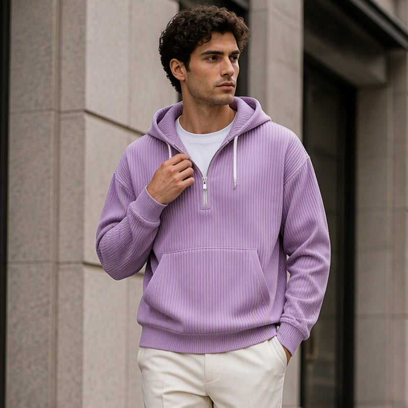 📢🎉🛍️✨Herren-Casual-Cord-Hoodie mit Halb-Reißverschluss
