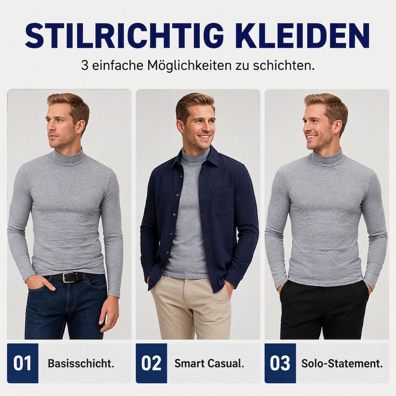 📊Herren Slim-Fit Rollkragenoberteil