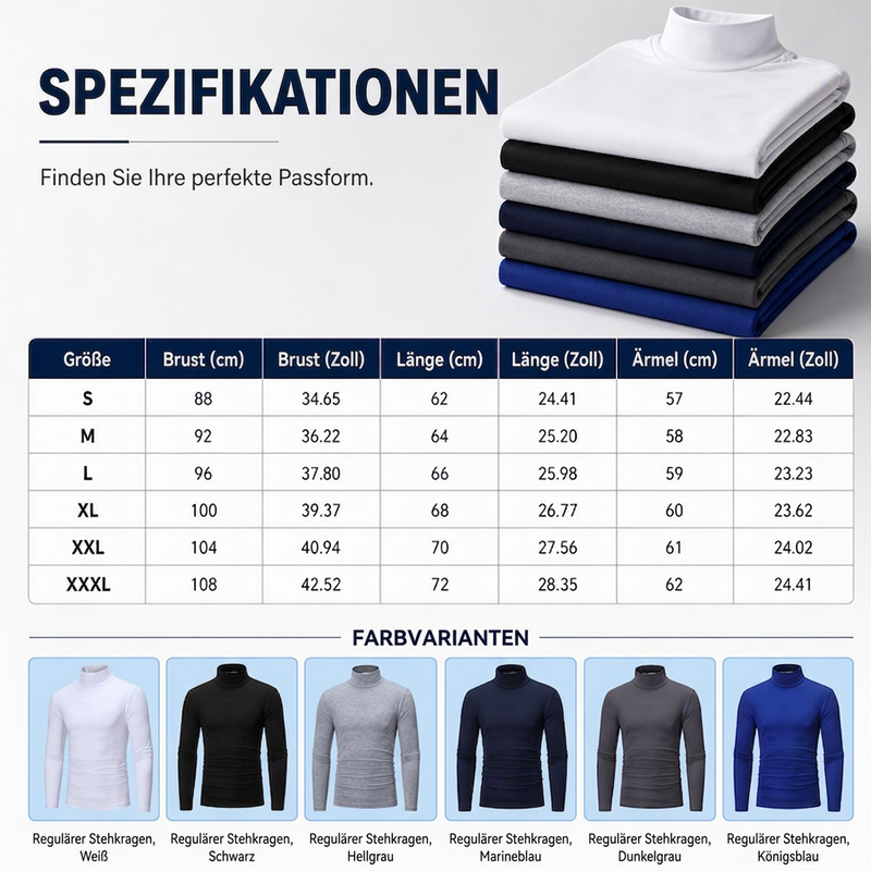 📊Herren Slim-Fit Rollkragenoberteil