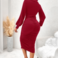 💎🔥  Damen V-Ausschnitt Ballonärmel gerafftes Bodycon-Kleid