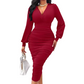 💎🔥  Damen V-Ausschnitt Ballonärmel gerafftes Bodycon-Kleid