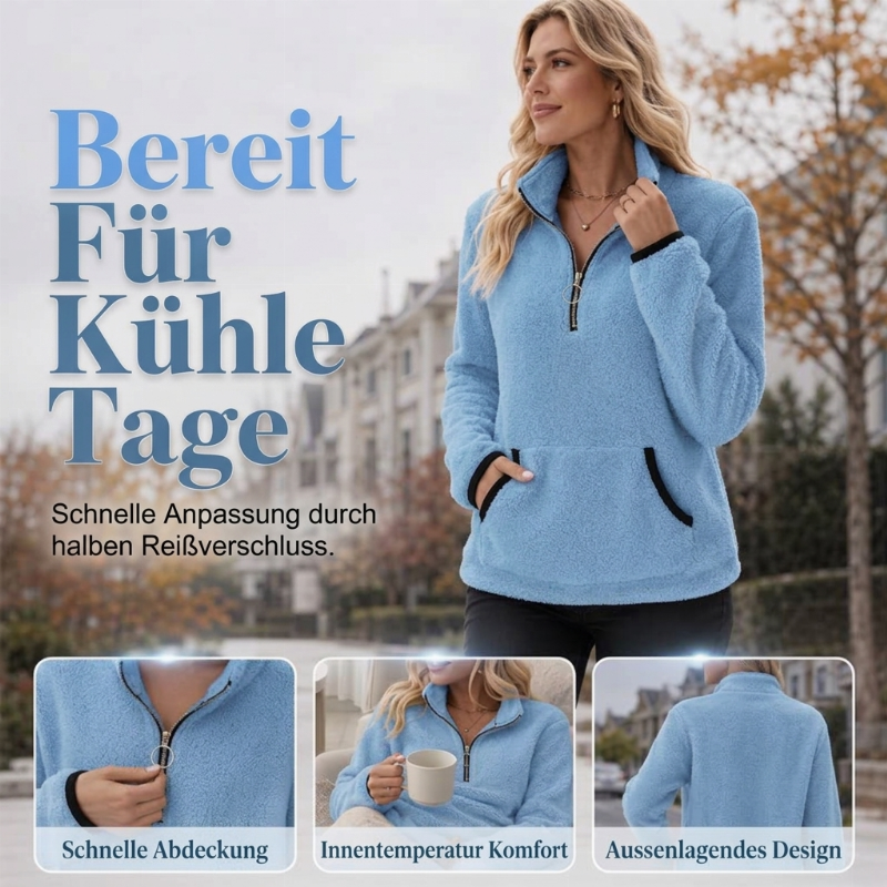 📢🎉🛍️✨Damen-Sweatshirt mit halbem Reißverschluss aus warmem Plüsch