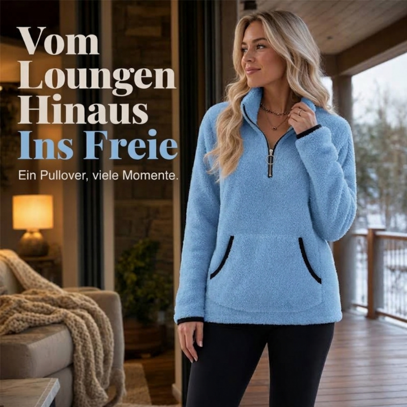 📢🎉🛍️✨Damen-Sweatshirt mit halbem Reißverschluss aus warmem Plüsch