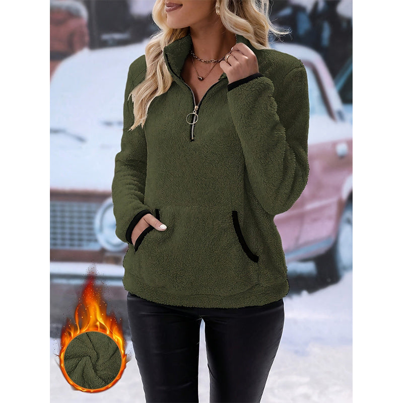 📢🎉🛍️✨Damen-Sweatshirt mit halbem Reißverschluss aus warmem Plüsch