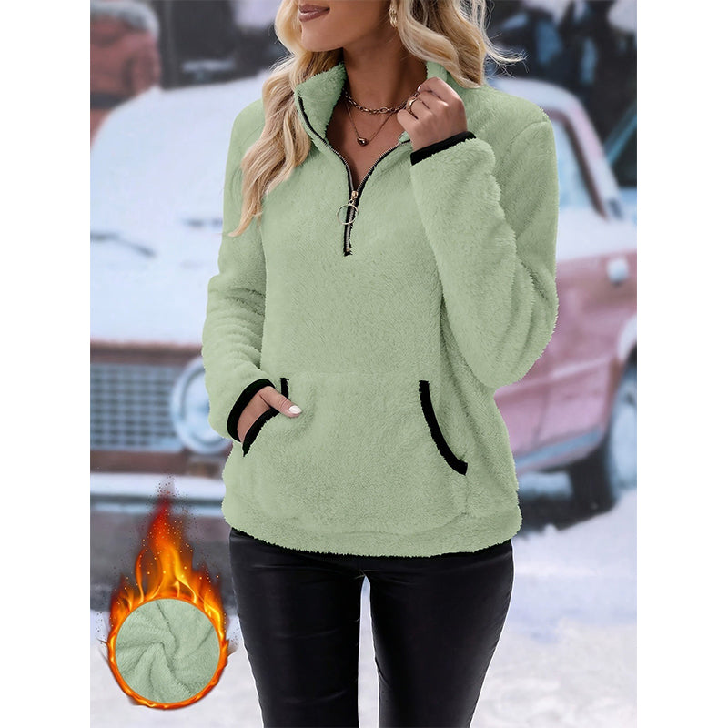 📢🎉🛍️✨Damen-Sweatshirt mit halbem Reißverschluss aus warmem Plüsch