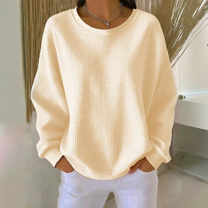 🎉✨ Damen Waffelstrick-Sweatshirt im Loose-Fit