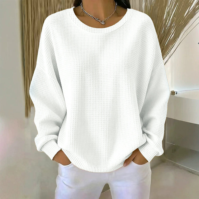 🎉✨ Damen Waffelstrick-Sweatshirt im Loose-Fit