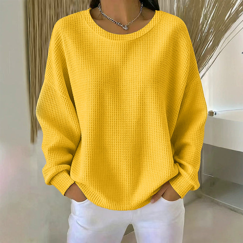 🎉✨ Damen Waffelstrick-Sweatshirt im Loose-Fit