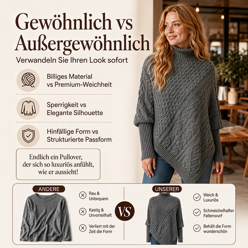 📢📢🎉✨Zopfpullover-Poncho für Damen