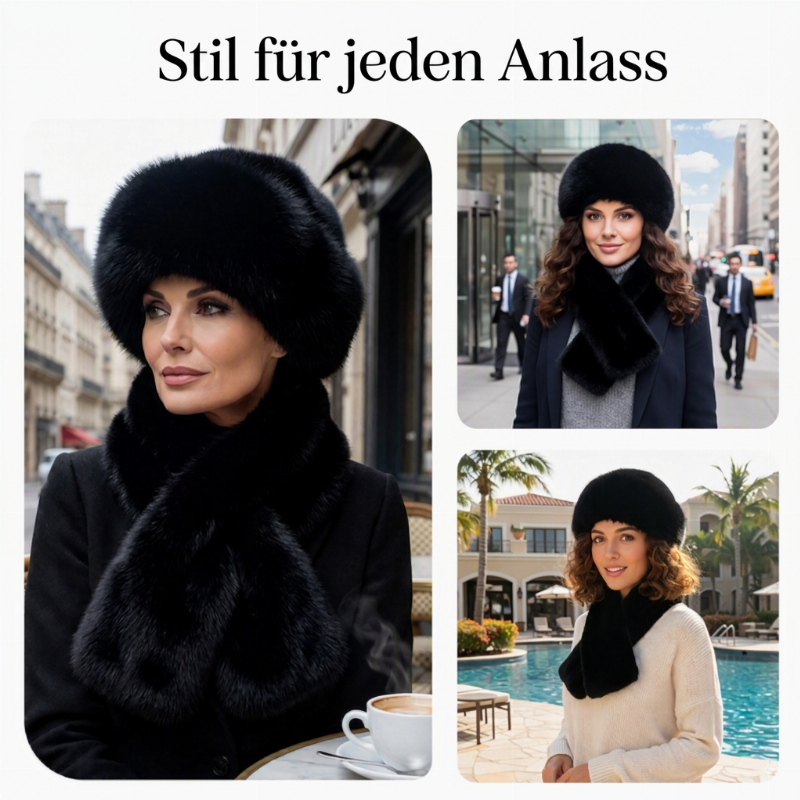 ❄️💕 Damen-Winterset aus Plüsch mit Mütze und Schal – Kuschelig warm & stilvoll durch die kalte Jahreszeit 🧣