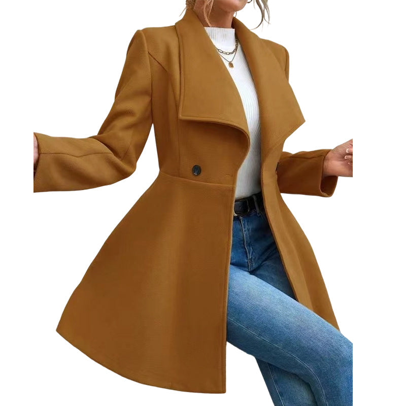 📢🎉🛍️✨Eleganter taillierter Damenmantel mit Reverskragen
