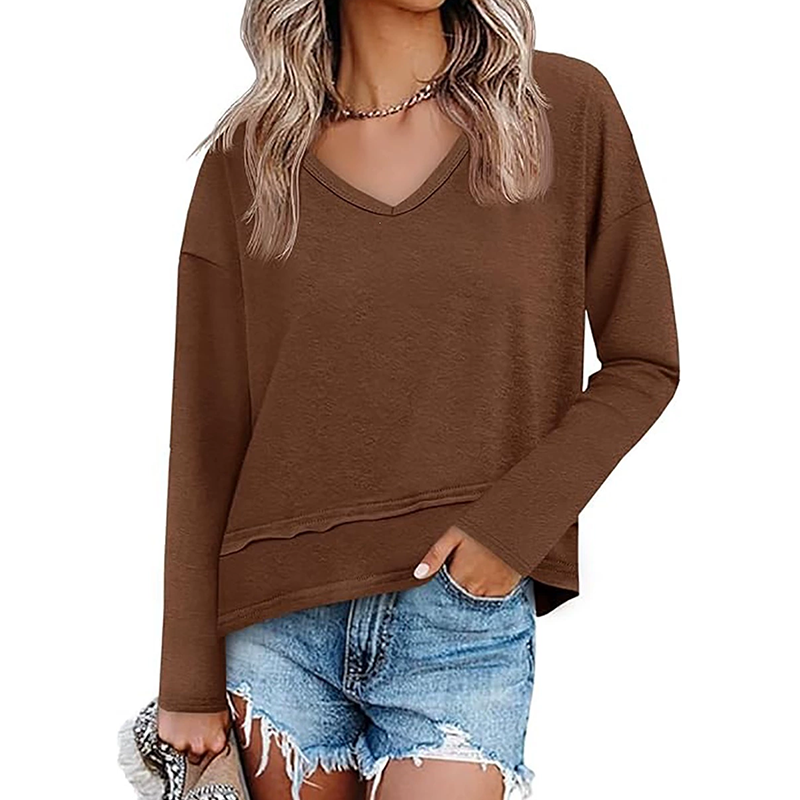 🌿 Lässig & feminin – Lockeres Langarmshirt mit V-Ausschnitt – Weicher Stoff, moderner Schnitt & vielseitig kombinierbar
