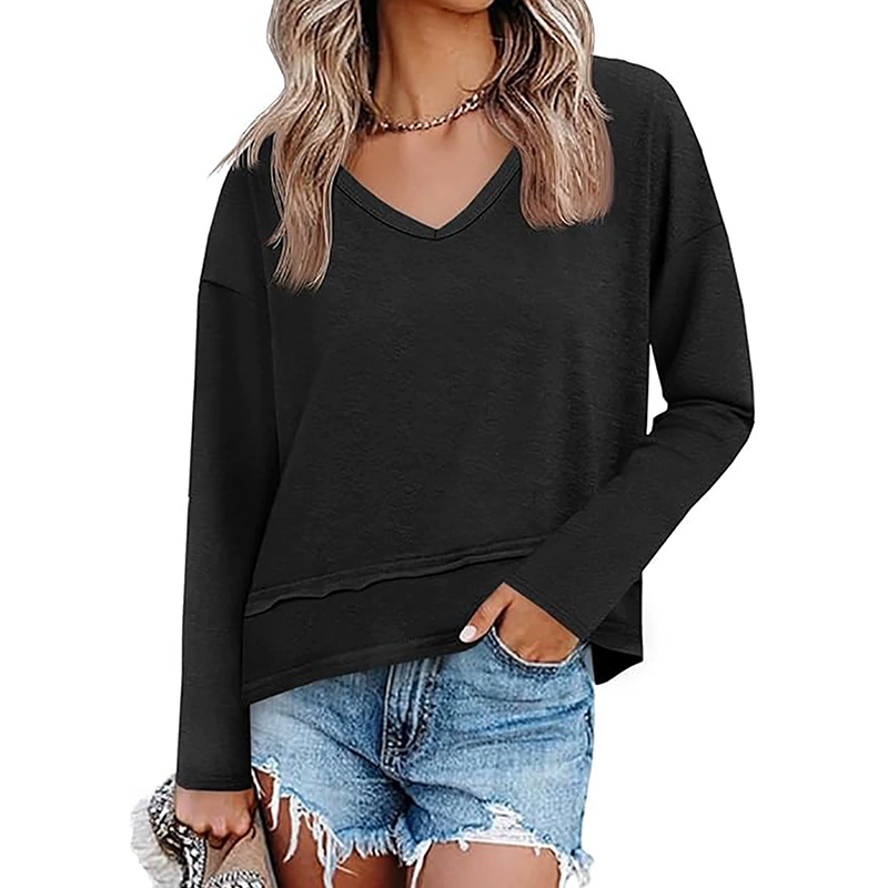 🌿 Lässig & feminin – Lockeres Langarmshirt mit V-Ausschnitt – Weicher Stoff, moderner Schnitt & vielseitig kombinierbar