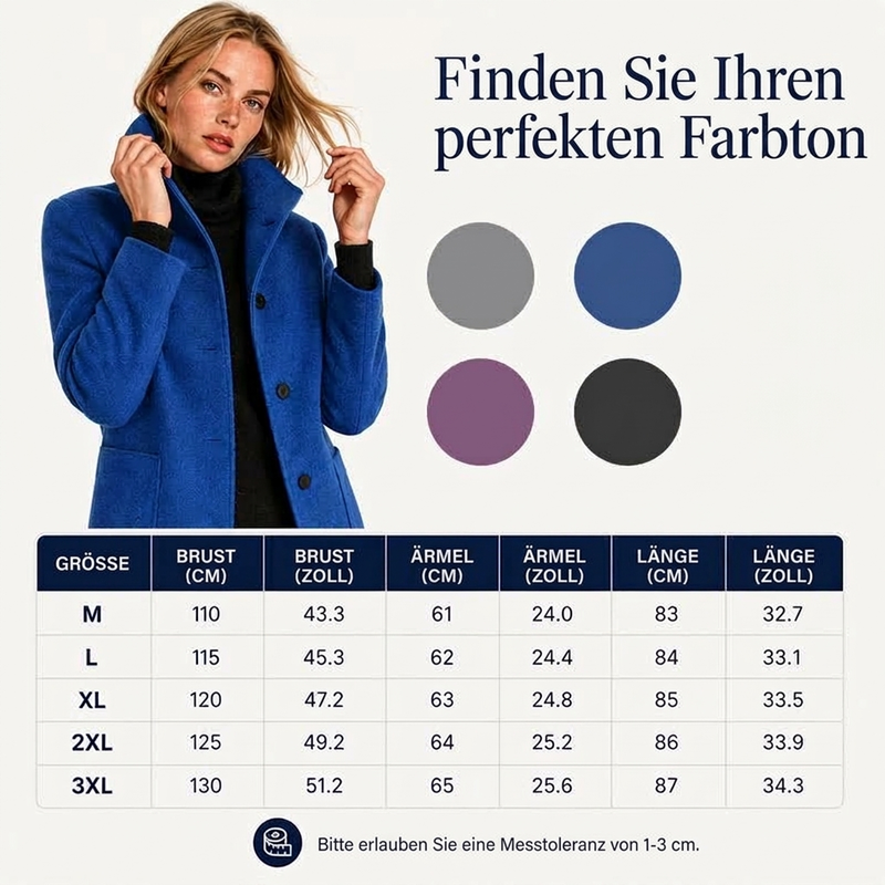 🍂 Klassisch & warm – Vintage-Wollmantel mit Stehkragen – Weicher Wollstoff, eleganter Schnitt & vielseitig kombinierbar