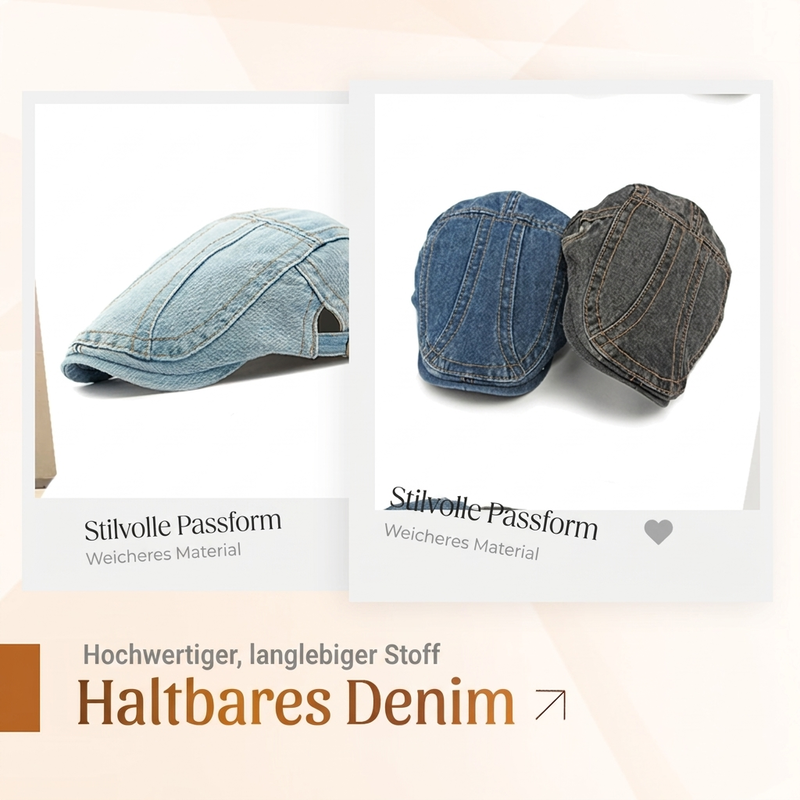 🧢 Unisex Denim-Newsboy-Cap – Mehrere Farben, lässig und einfach zu kombinieren ✨