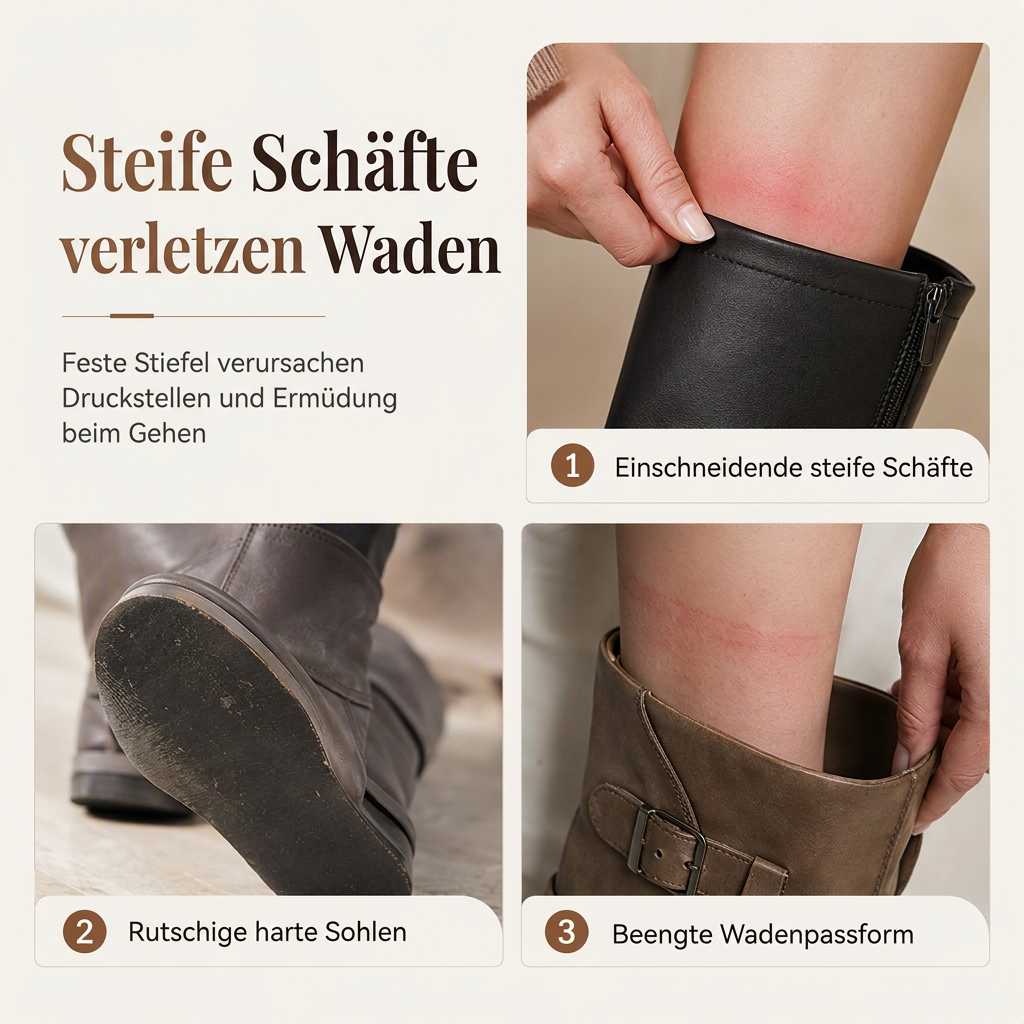 ⌛ Damen Schnürstiefel, schlupfende Wade-Mittelstiefel