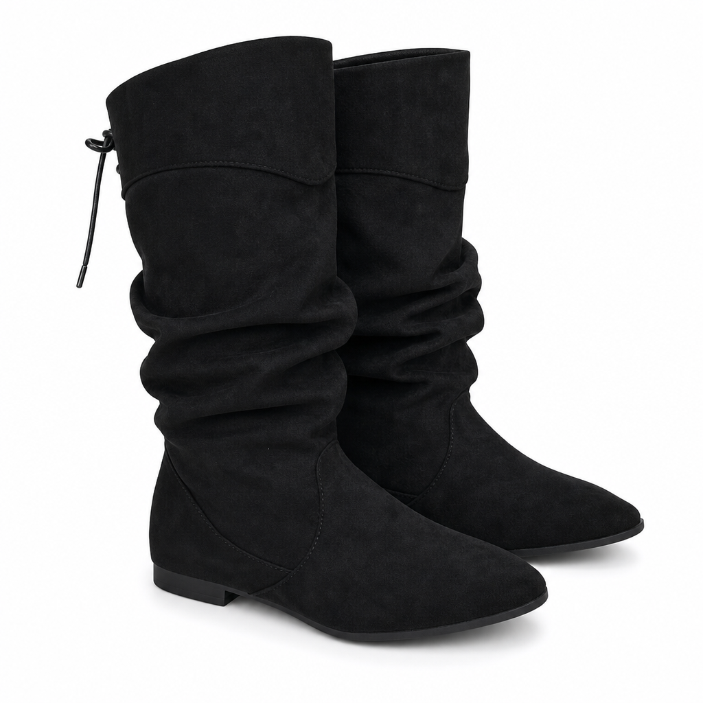 ⌛ Damen Schnürstiefel, schlupfende Wade-Mittelstiefel