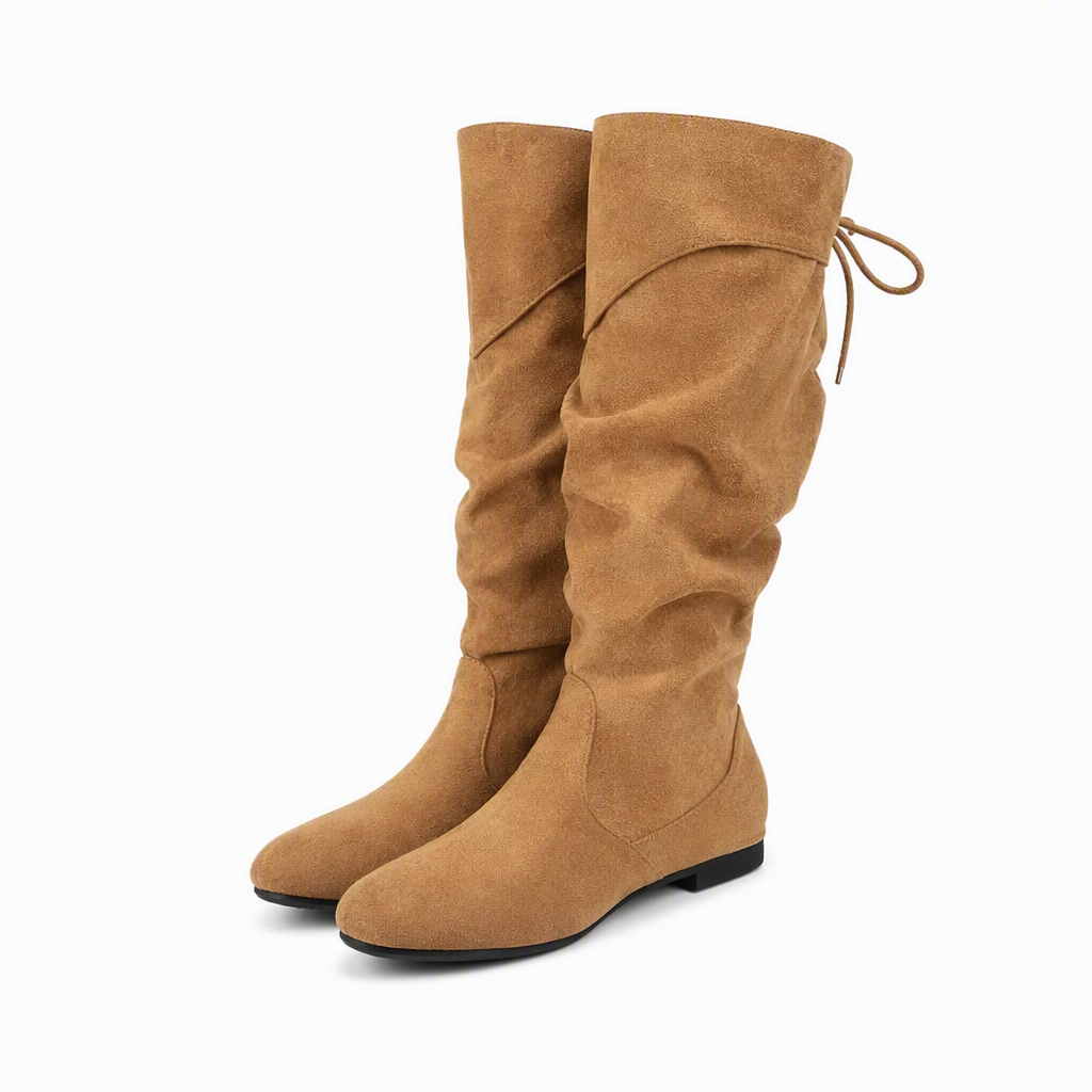 ⌛ Damen Schnürstiefel, schlupfende Wade-Mittelstiefel