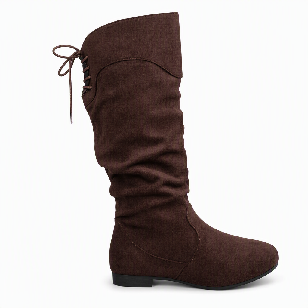 ⌛ Damen Schnürstiefel, schlupfende Wade-Mittelstiefel