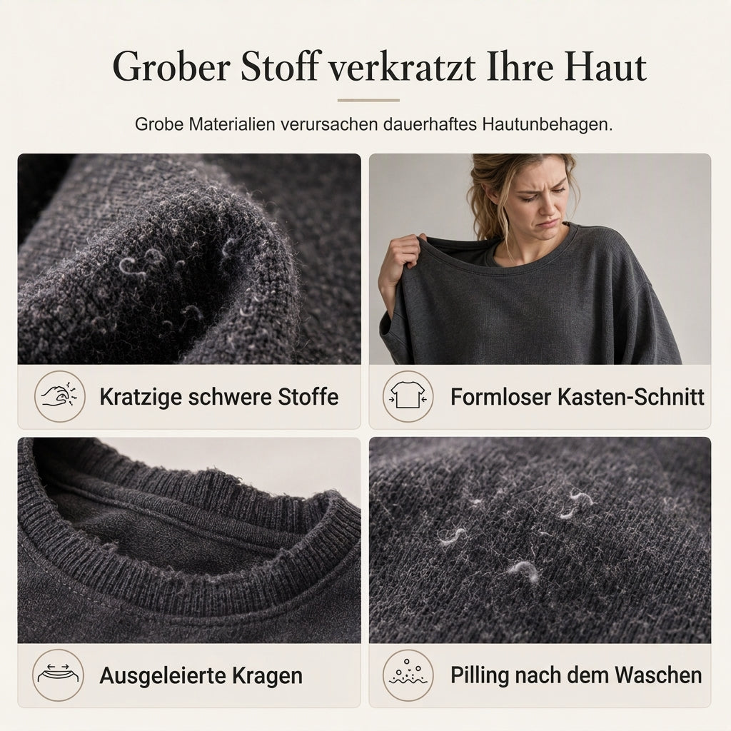 💨 Damen Sweatshirt mit Muschels-cut Saum und Rundhals